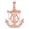 Rose Gold Mariner Crucifix Anchor Cross Pendant