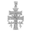 Silver Caravaca Double Cross with Angels Crucifix Pendant