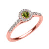 Rose Gold Diamond and Peridot Dainty Engagement Proposal Ring