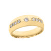 Yellow Gold CZ comfort Fit Men's Wedding Band Ring