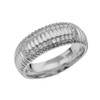 Sterling Silver Diamond Watch Band Design Men's Comfort Fit Wedding Ring