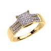 Beautiful Yellow Gold Three Row Micro Pave Diamond Engagement Ring