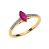 Yellow Gold Ruby and Diamond Modern Engagement Ring