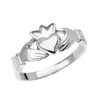 White Gold Dainty Ladies Claddagh Ring
