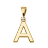 Yellow Gold High Polish Milgrain Solitaire Diamond "A" Initial Pendant Necklace