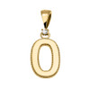 Yellow Gold High Polish Milgrain Solitaire Diamond "O" Initial Pendant Necklace