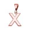 Rose Gold High Polish Milgrain Solitaire Diamond "X" Initial Pendant Necklace