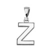 White Gold High Polish Milgrain Solitaire Diamond "Z" Initial Pendant Necklace
