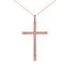 Rose Gold Dainty Diamond Cross Pendant Necklace