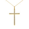 Yellow Gold Dainty Cubic Zirconia Cross Pendant Necklace
