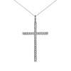 White Gold Dainty Cubic Zirconia Cross Pendant Necklace