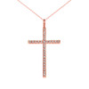 Rose Gold Dainty Cubic Zirconia Cross Pendant Necklace