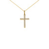 Yellow Gold Cubic Zirconia Cross Charm Pendant Necklace