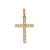 Yellow Gold Diamond Cross Charm Pendant Necklace