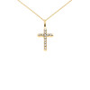 Dainty Yellow Gold Cubic Zirconia Cross Charm Pendant Necklace