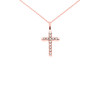 Dainty Rose Gold Diamond Cross Charm Pendant Necklace