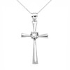 Beautiful White Gold Solitaire Cubic Zirconia Cross Dainty Pendant Necklace