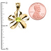 Yellow Gold Hawaiian Plumeria Genuine Peridot Pendant Necklace