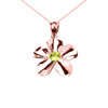 Rose Gold Hawaiian Plumeria Genuine Peridot Pendant Necklace