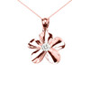 Rose Gold Hawaiian Plumeria Cubic Zirconia Pendant Necklace