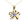 Yellow Gold Hawaiian Plumeria Tanzanite Pendant Necklace