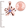 Rose Gold Hawaiian Plumeria Tanzanite Pendant Necklace