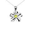 Sterling Silver Hawaiian Plumeria Genuine Peridot Pendant Necklace