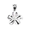 White Gold Hawaiian Plumeria Cubic Zirconia Dainty Pendant Necklace