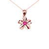 Rose Gold Hawaiian Plumeria Red CZ Elegant Pendant Necklace