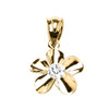 Yellow Gold Hawaiian Plumeria Cubic Zirconia Elegant Pendant Necklace