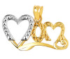 Mom heart pendant in two-tone yellow and white gold.