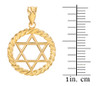 Gold Jewish Star of David in Circle Rope Pendant Necklace