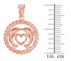 Rose Gold Heart Kissing Dolphins in Circle Rope Pendant Necklace