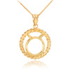 Gold Taurus Zodiac Sign in Circle Rope Pendant Necklace