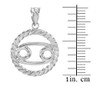 White Gold Cancer Zodiac Sign in Circle Rope Pendant Necklace