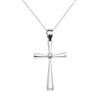 Sterling Silver Solitaire Diamond Cross Beautiful Pendant Necklace (Large)