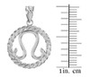 Sterling Silver Leo Zodiac Sign in Circle Rope Pendant Necklace