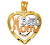 "Best Mom" Tri-Color Heart Gold Pendant