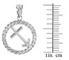 White Gold Sagittarius Zodiac Sign in Circle Rope Pendant Necklace