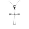 White Gold Solitaire Diamond Cross Elegant Pendant Necklace