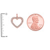 14K Rose Gold Open Heart  Diamond Dainty Pendant Necklace