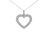 14k White Gold Open Heart  Diamond Dainty Pendant Necklace