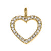 14k Yellow Gold Open Heart  Diamond Dainty Pendant Necklace