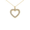 14k Yellow Gold Open Heart  Diamond Dainty Pendant Necklace