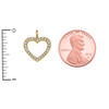 14k Yellow Gold Open Heart  Diamond Dainty Pendant Necklace