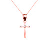 Rose Gold Solitaire Diamond Cross Dainty Pendant Necklace