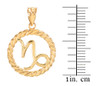 Gold Capricorn Zodiac Sign in Circle Rope Pendant Necklace