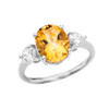 White Gold Citrine Modern Promise Ring With White Topaz Side-stones