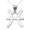 Sterling Silver Pisces March Zodiac Sign Pendant Necklace