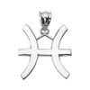 Sterling Silver Pisces March Zodiac Sign Pendant Necklace